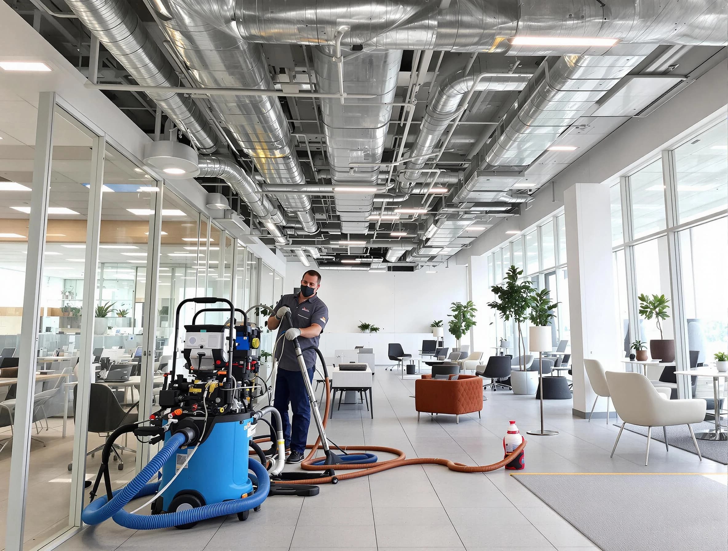 Fultondale Air Duct Cleaning team conducting comprehensive commercial duct cleaning at a business location in Fultondale