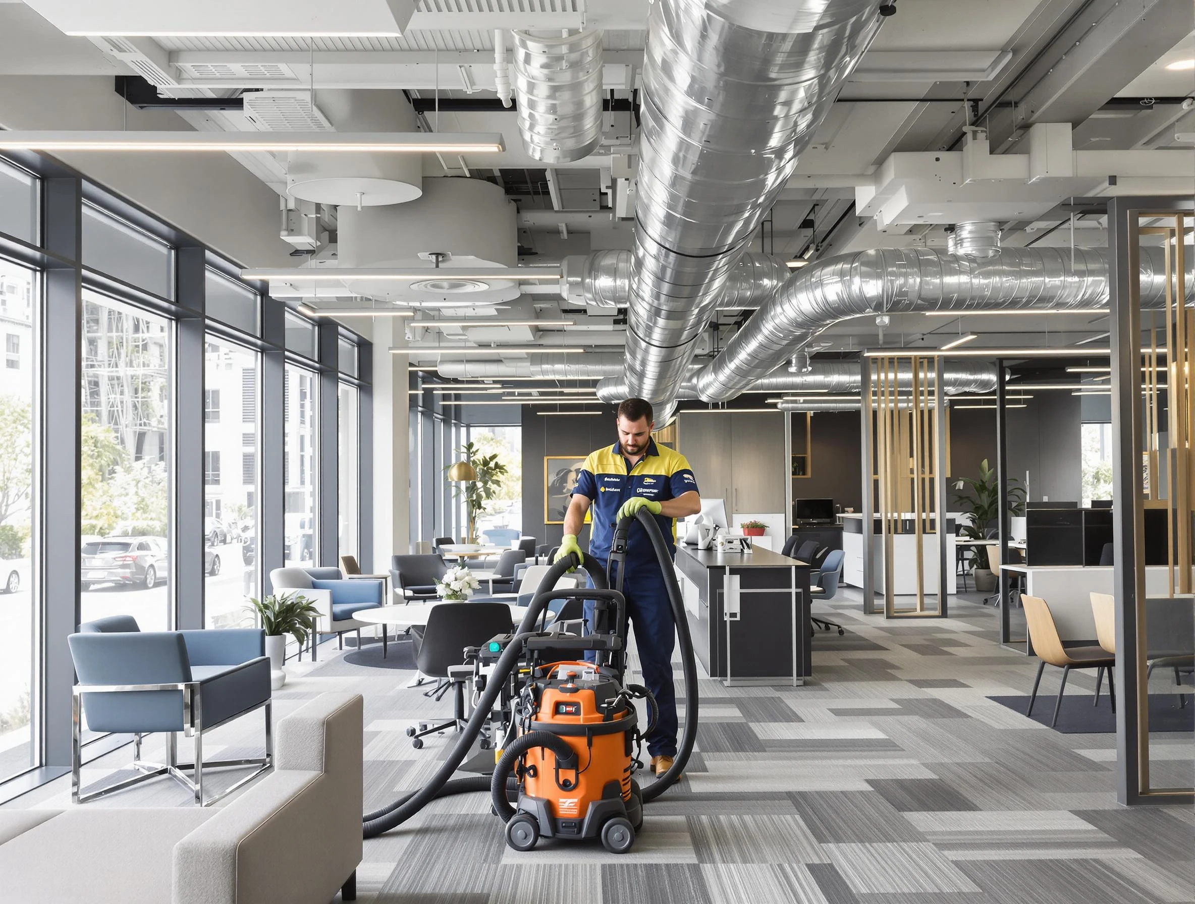 Fultondale Air Duct Cleaning team performing thorough commercial duct cleaning at a Fultondale business center